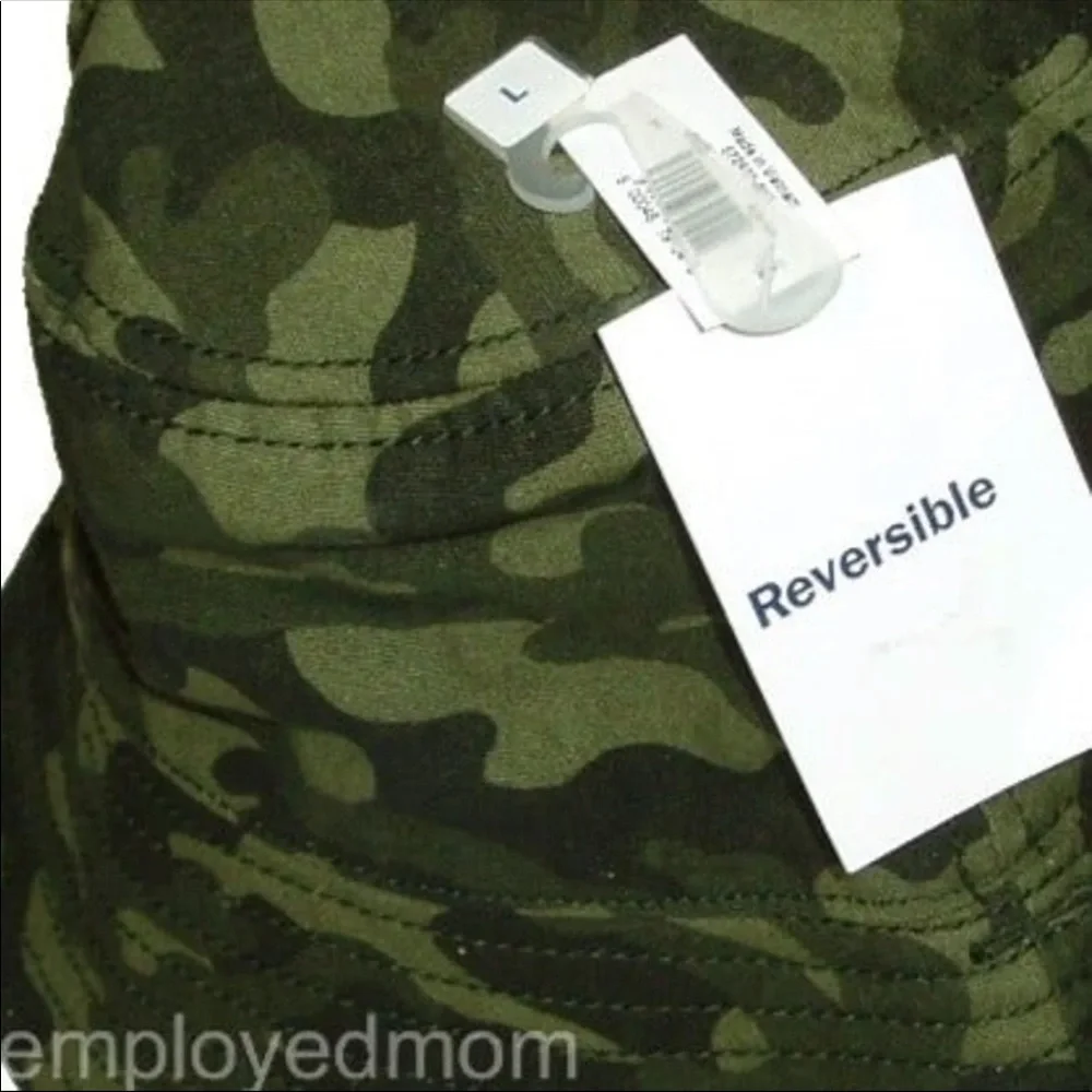 4T-5T Camo Bucket Hat Reversible Wide Brim Boys Summer Beach Play Swimming